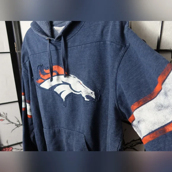 Denver Broncos Football Men's Blue Hoodie with Orange Accents - Picture 10 of 16